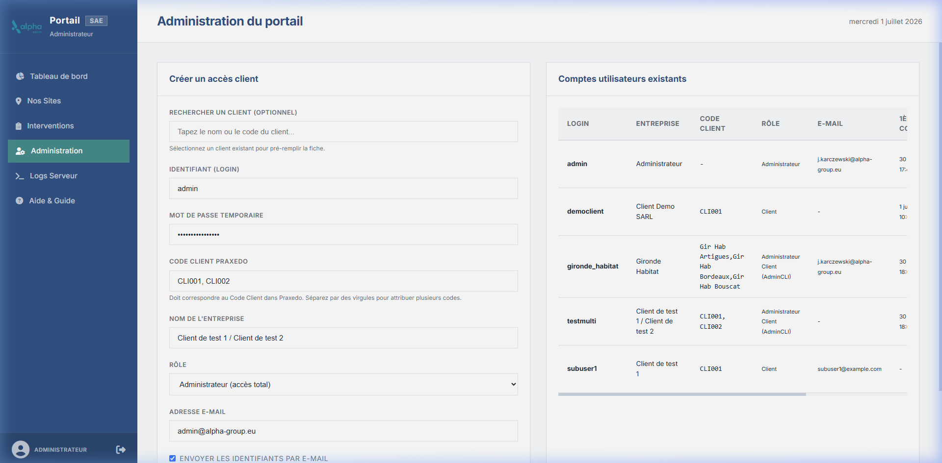 Console Admin Générale