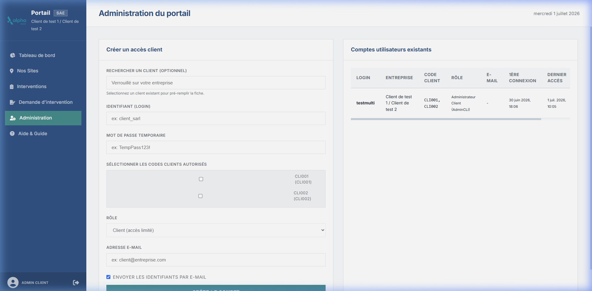 Gestion des utilisateurs AdminCLI